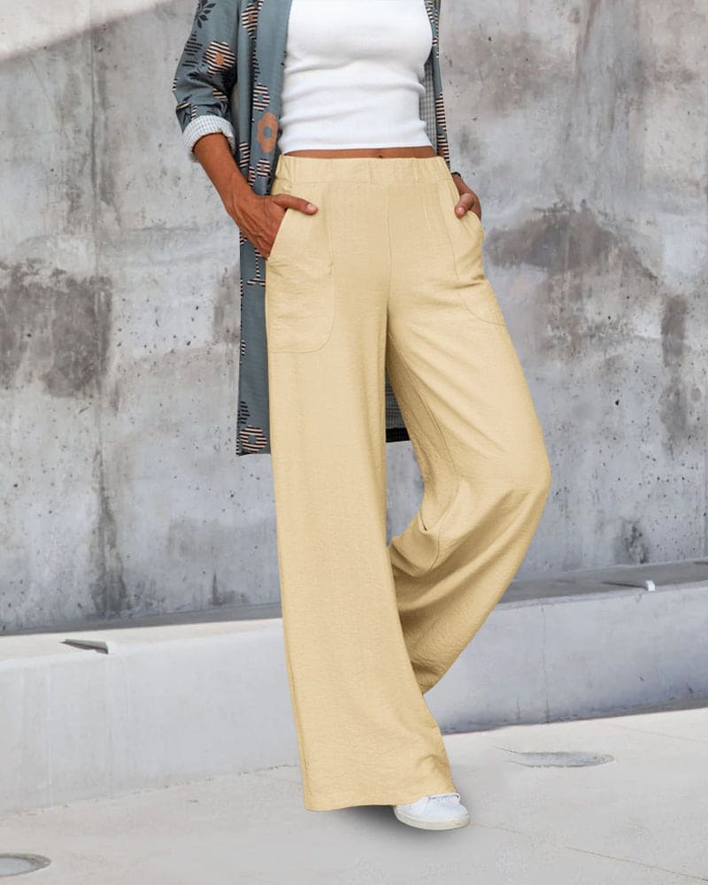 Wide Leg Trousers | Women | Soft Fabric | Elastic Waist | Casual Comfort | Steven & Levon