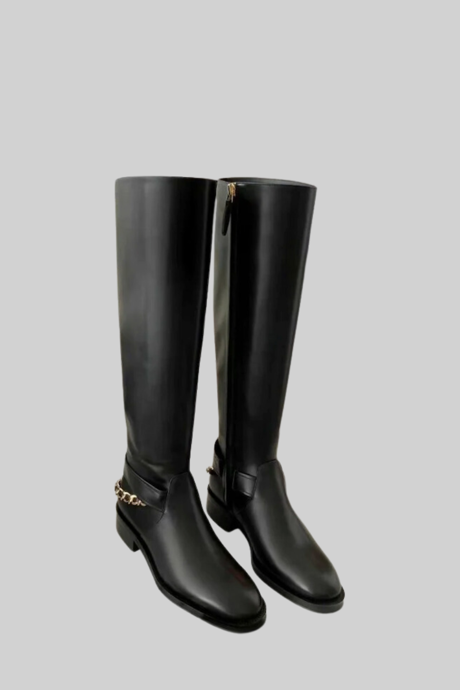 Equestrian Leather Boots | Women's Knee High Boots | Women | Back Chain | Black | Steven & Levon