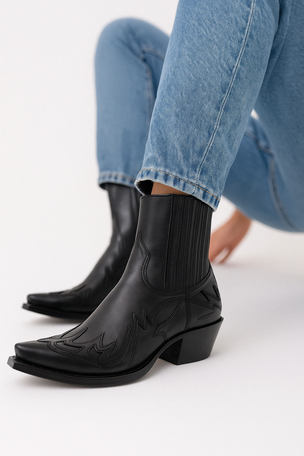 Cowboy Ankle Boots for Women | Pointed Toe | Western Stitch Detail | Steven & Levon