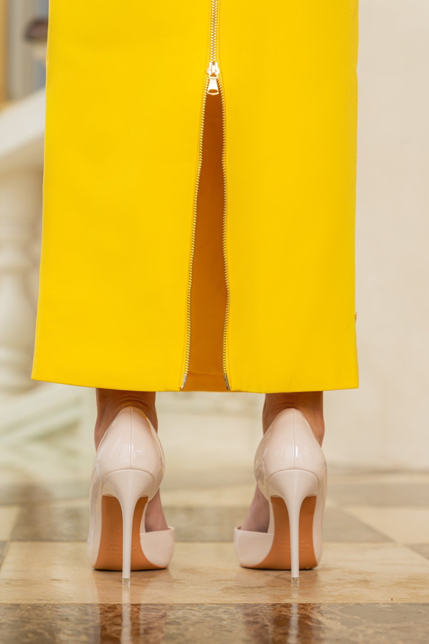 Asymmetric Stiletto Pumps | Women | Light Beige | Pointed Toe | Steven & Levon