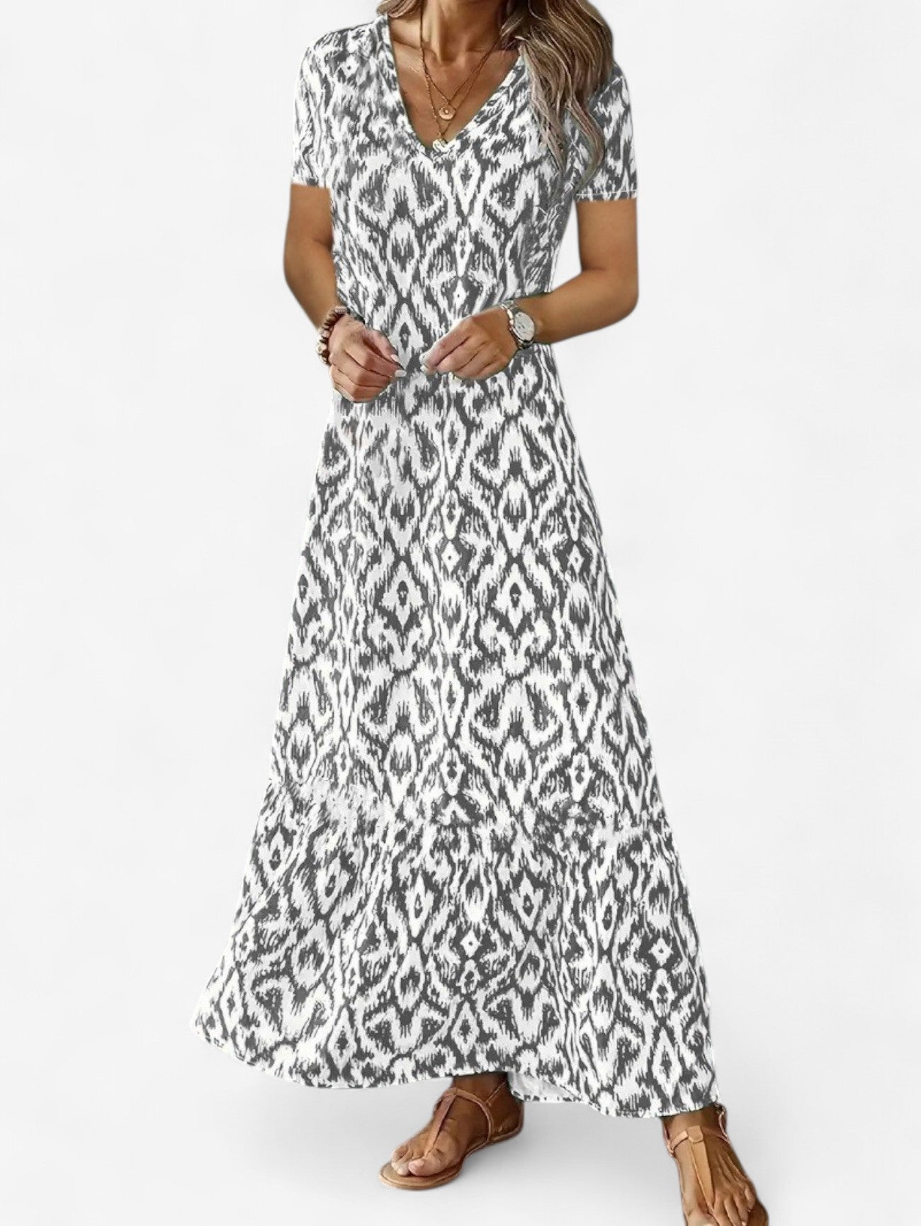 Summer Boho V-Neck Maxi Dress | Women | Flowy Holiday Dress | Steven & Levon