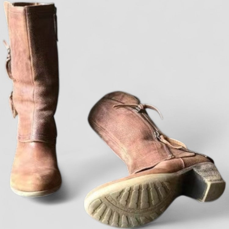 Mid Calf Cowboy Boots for Women | Western Style | Low Heel | Pull-On Design | Steven & Levon