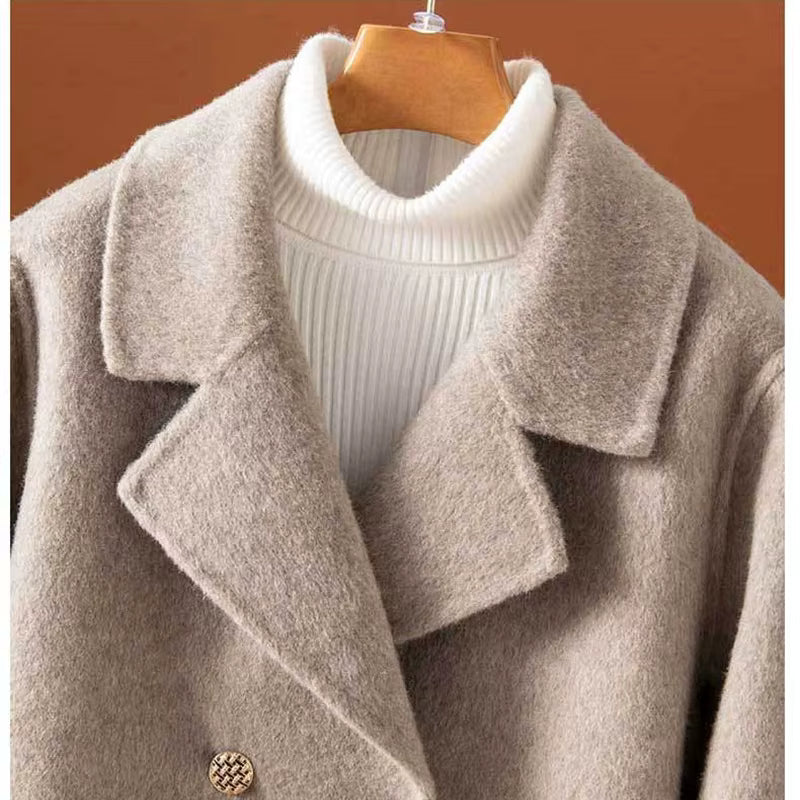 Women's Wool Coat | Double Breasted | Short Length | Long Sleeve | Elegant Winter Outerwear | Steven & Levon