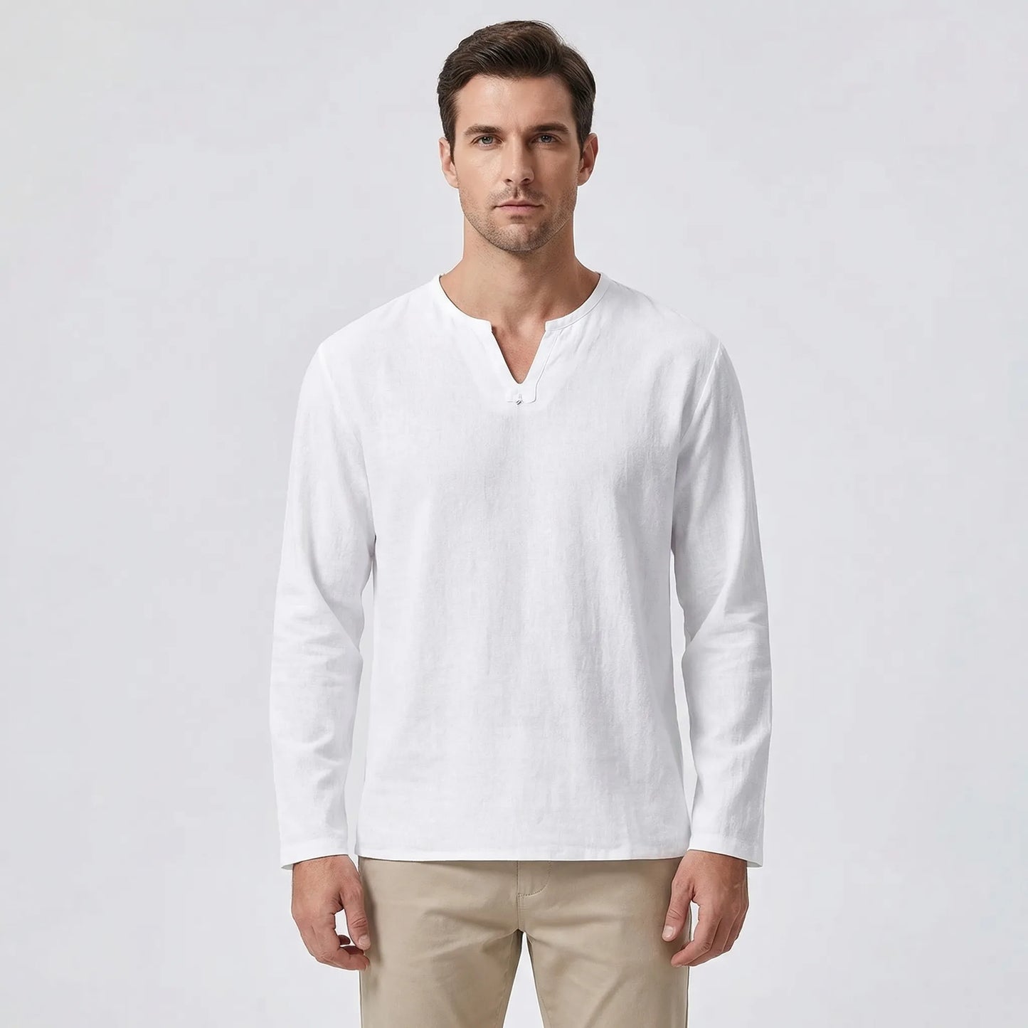 Breezon - Long Sleeve V-Neck Casual Shirt Casual Everyday Wear