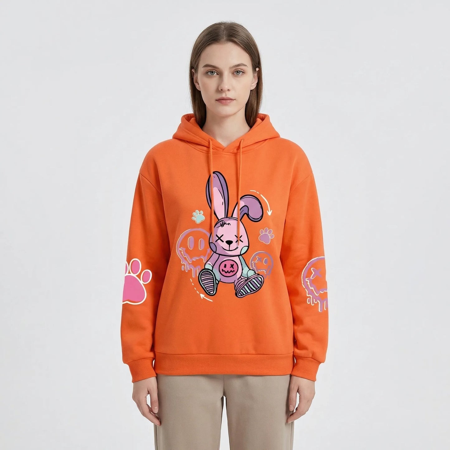 Bunnikova - Oversized Graphic Print Hoodie Casual Street Styling