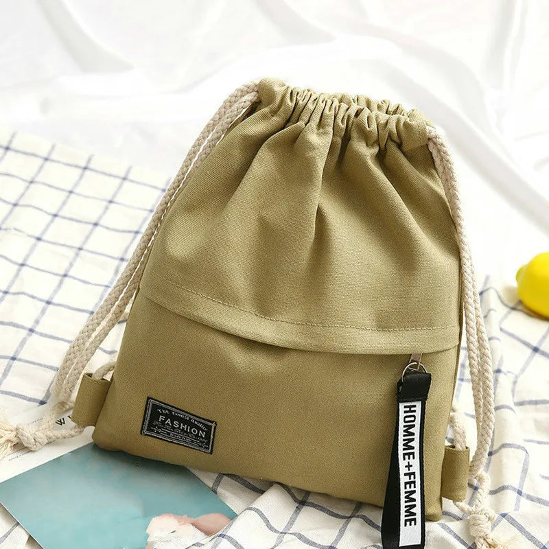 Canvas Drawstring Backpack | Women | Large Capacity | Lightweight Casual School Bag | Steven & Levon