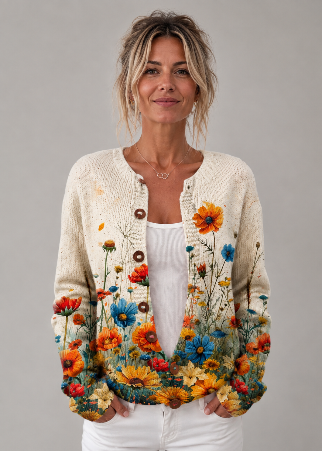 Vintage Floral Cardigan | Women's Retro Knit Sweater | Steven & Levon
