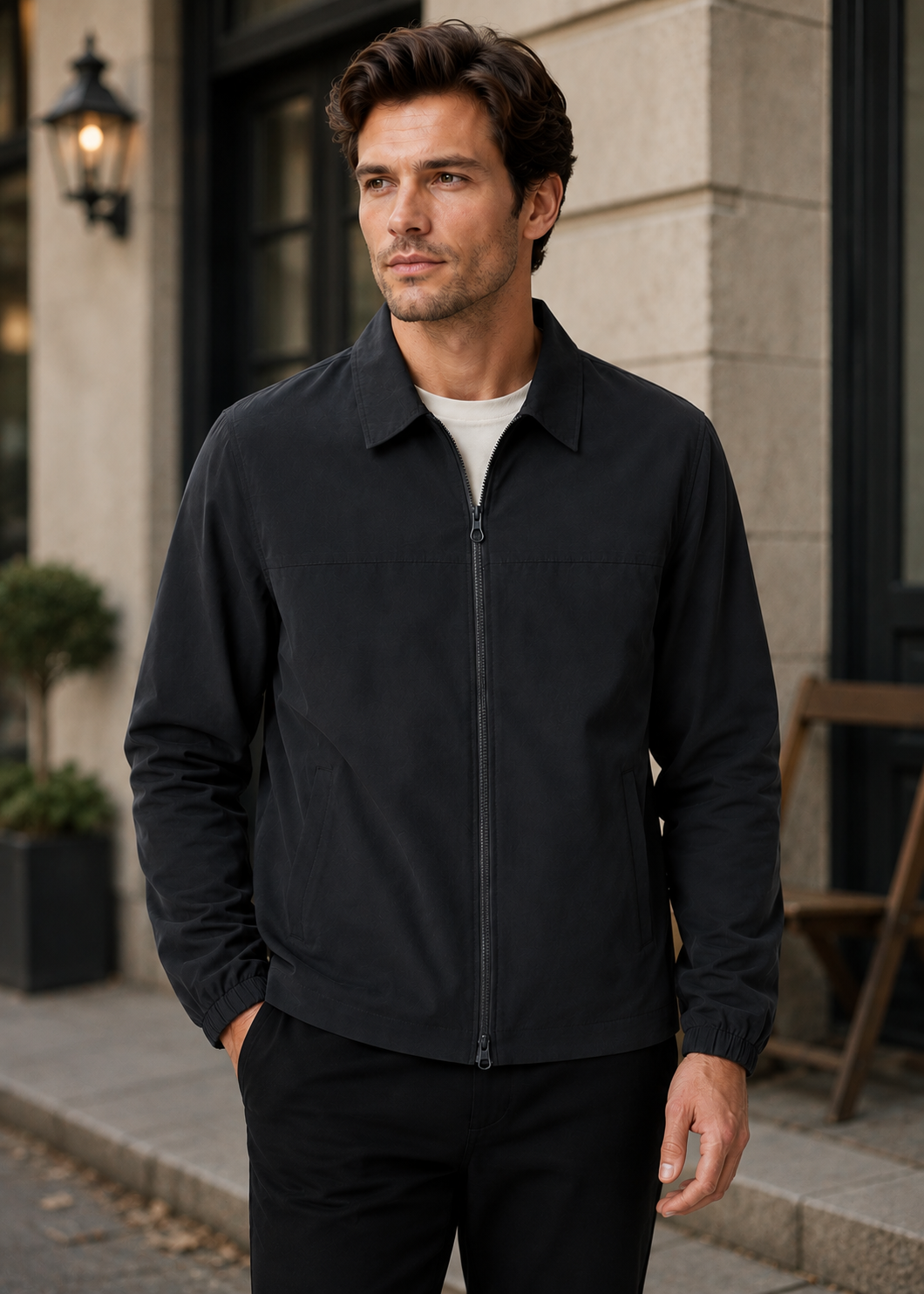 Men's Classic Harrington Jacket | Zip Front | Lightweight Nylon | Stand Collar | Steven & Levon