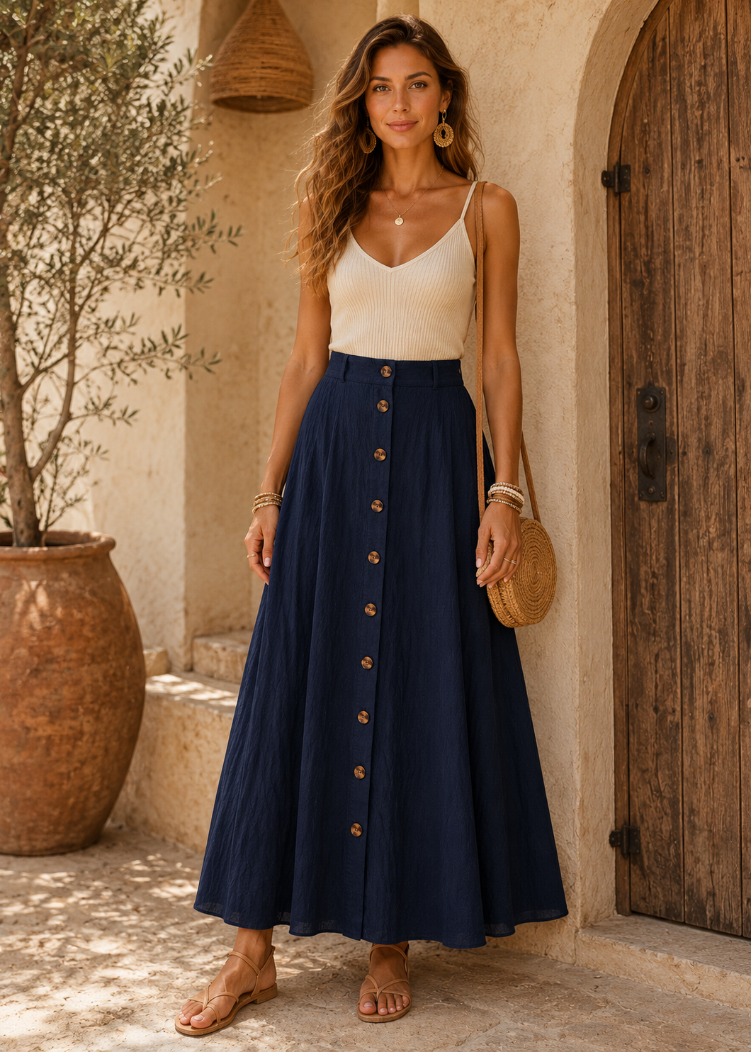 Elegant Long Maxi Skirt | Women | High Waist | Flowy A-Line | Casual & Occasion Wear | Steven & Levon
