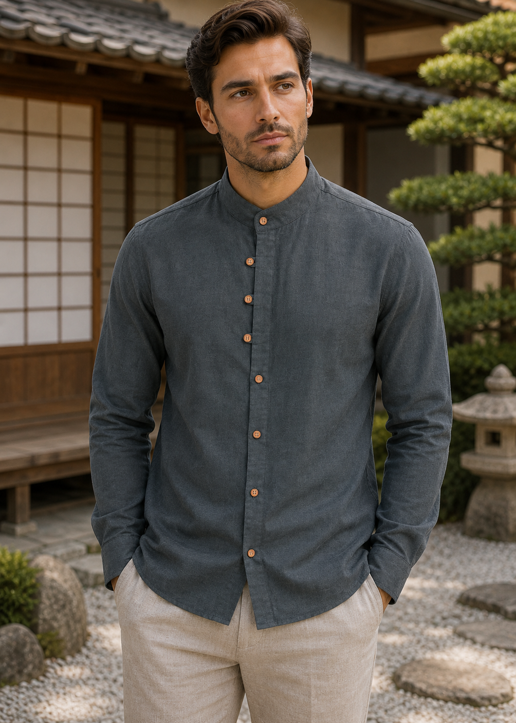 Men's Japanese Style Linen Shirt | Men | Lightweight | Casual Button-Up | Steven & Levon