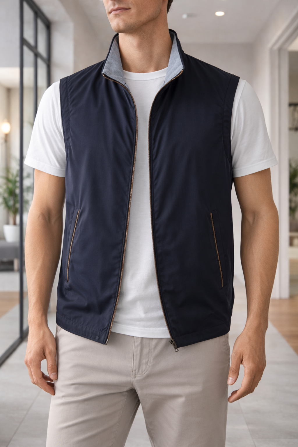 Men's Lightweight Zip Front Bodywarmer | Quilted Gilet | Insulated Sleeveless Vest | Steven & Levon