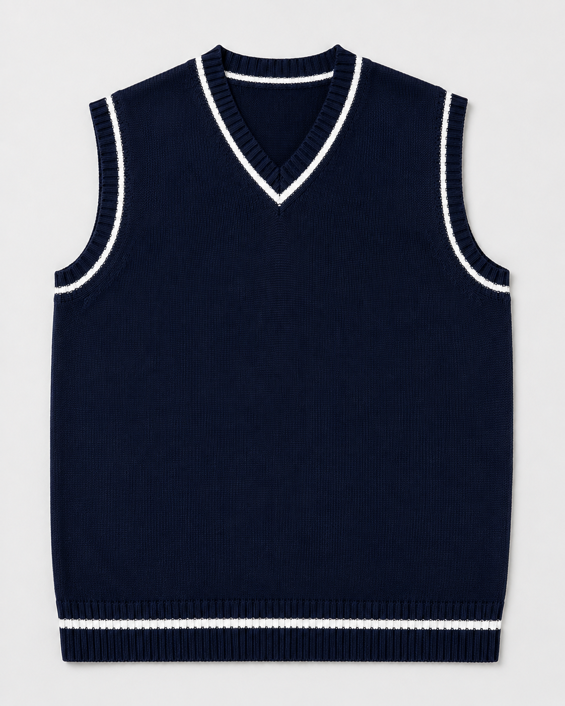Knitted Sweater Vest | Men | V Neck Ribbed Trim | Regular Fit Layering Top | Steven & Levon