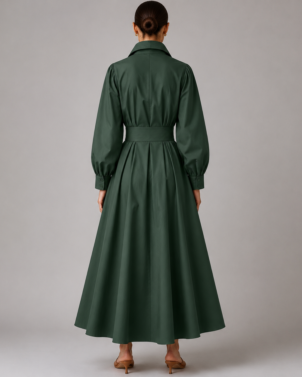 Women's Collared Belted Shirt Dress | Elegant Midi Dress | Steven & Levon