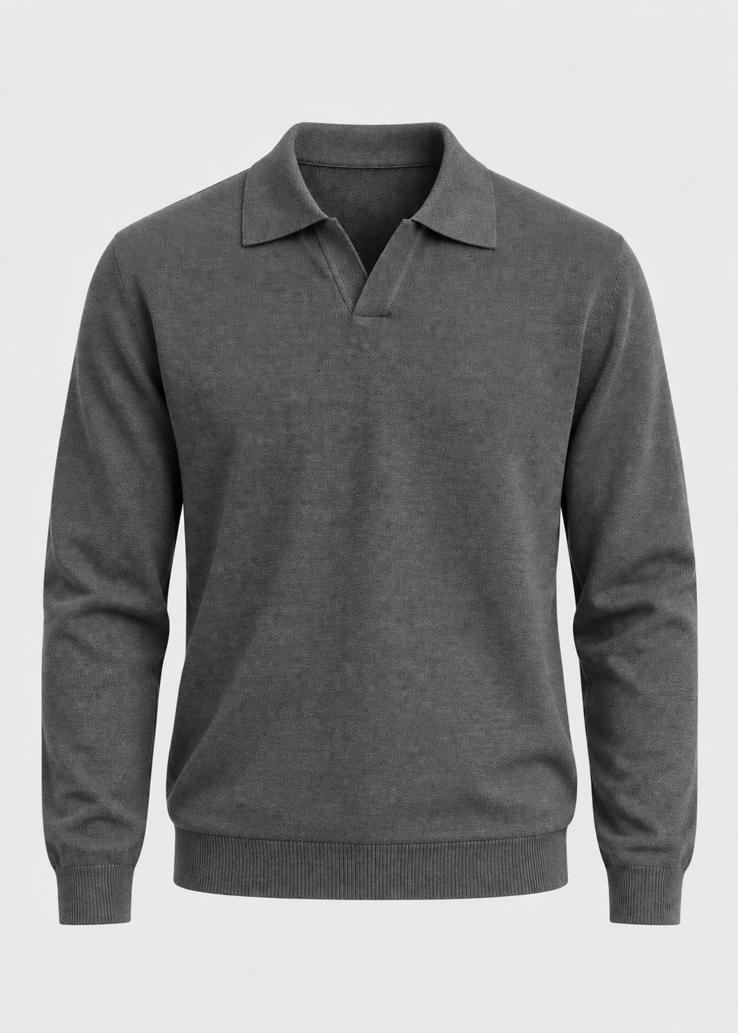 Men's Open Collar Wool Polo | Long Sleeve | Wool Blend | Smart Casual Sweater | Steven & Levon