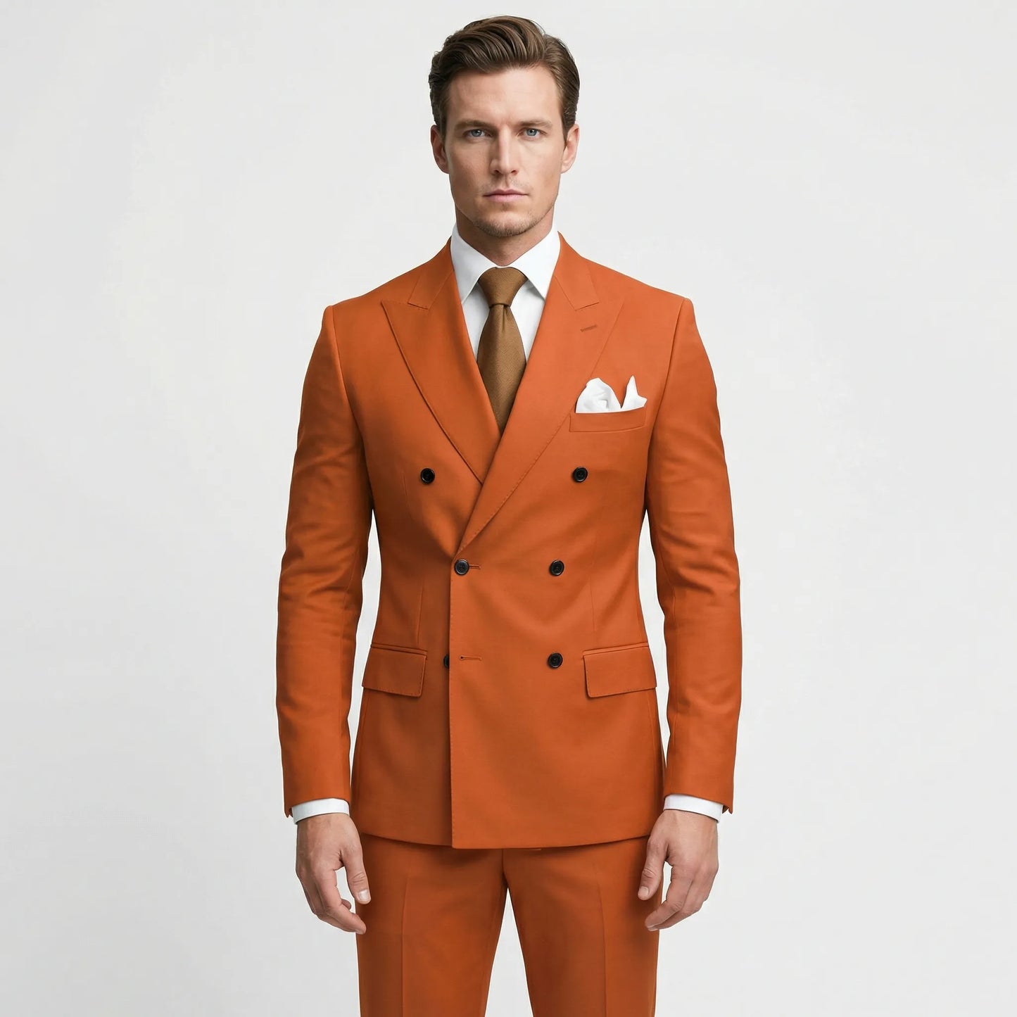 Dapavio - Double Breasted Slim Fit 2 Piece Suit Formal Business Occasions