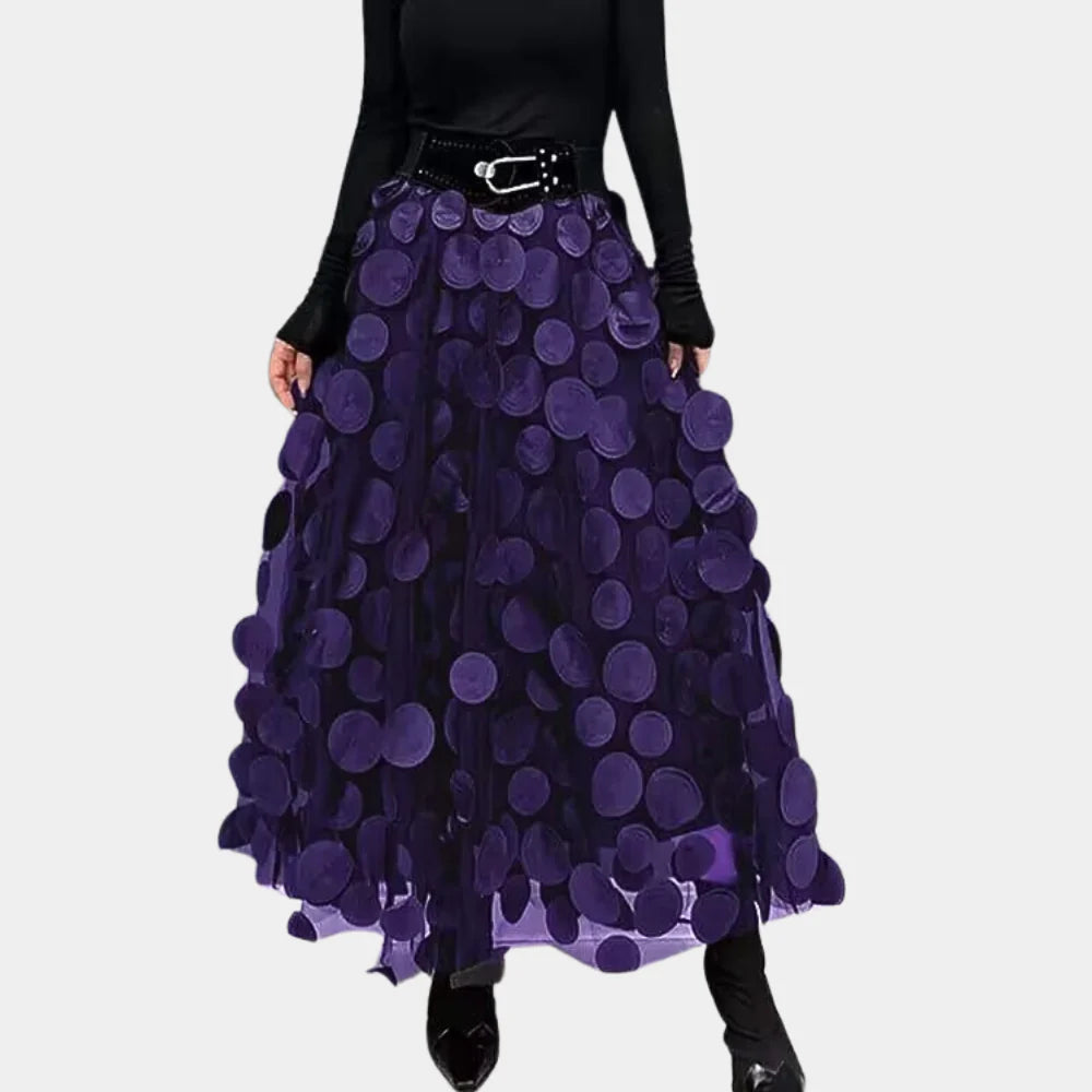 Polka Dot Maxi Skirt | Women | High-Waisted | Flowy A-Line | Elegant Everyday Skirt | Steven & Levon