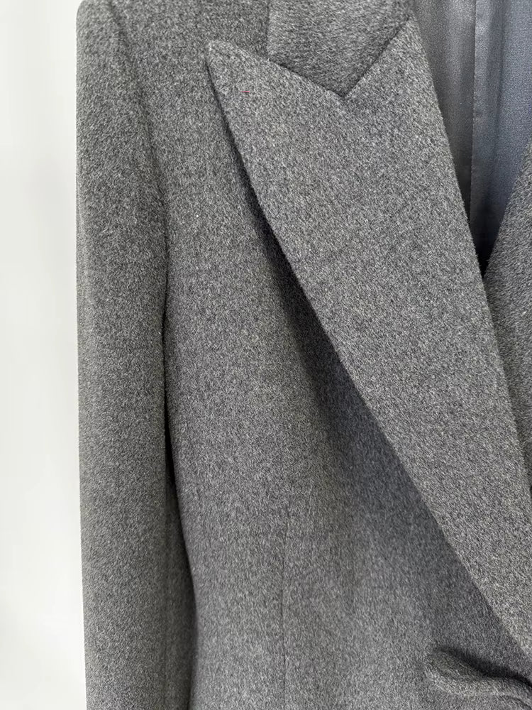 Women's Wool Cashmere Overcoat | Tailored Fit | Gray | Long Sleeve | Elegant Winter Outerwear | Steven & Levon