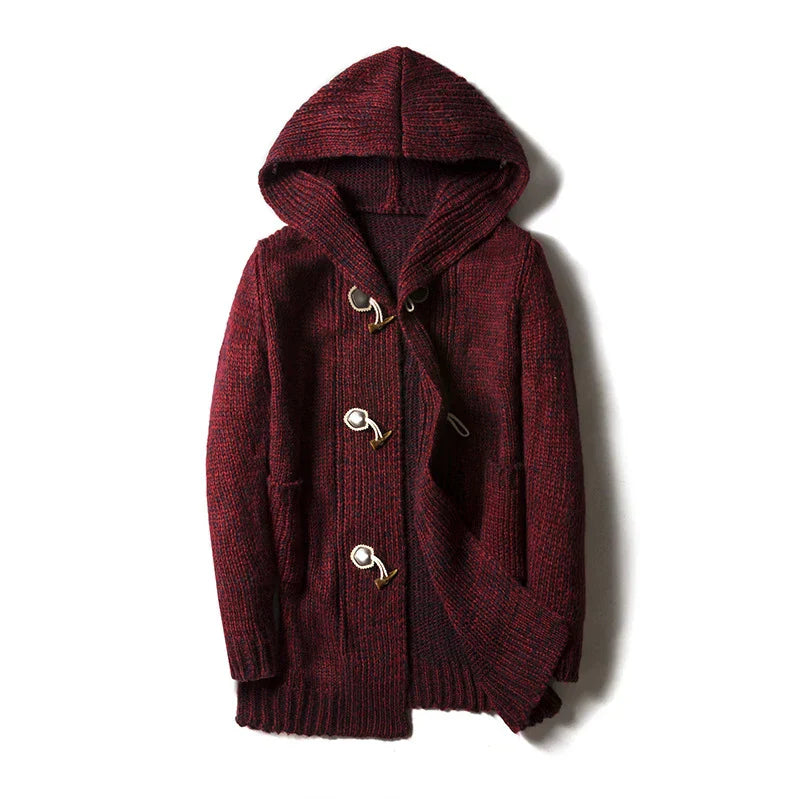 Men’s Knit Cardigan | Toggle Front Closure | Hooded Knitwear Sweater | Casual Layering Piece | Steven & Levon