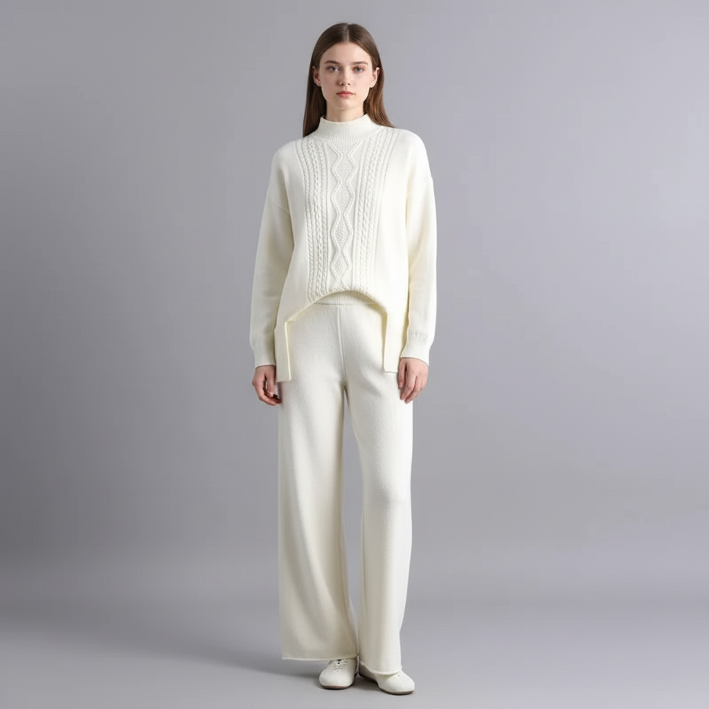 Women's Cashmere Loungewear Set | Pullover & Wide-Leg Trousers | Relaxed Fit | Steven & Levon