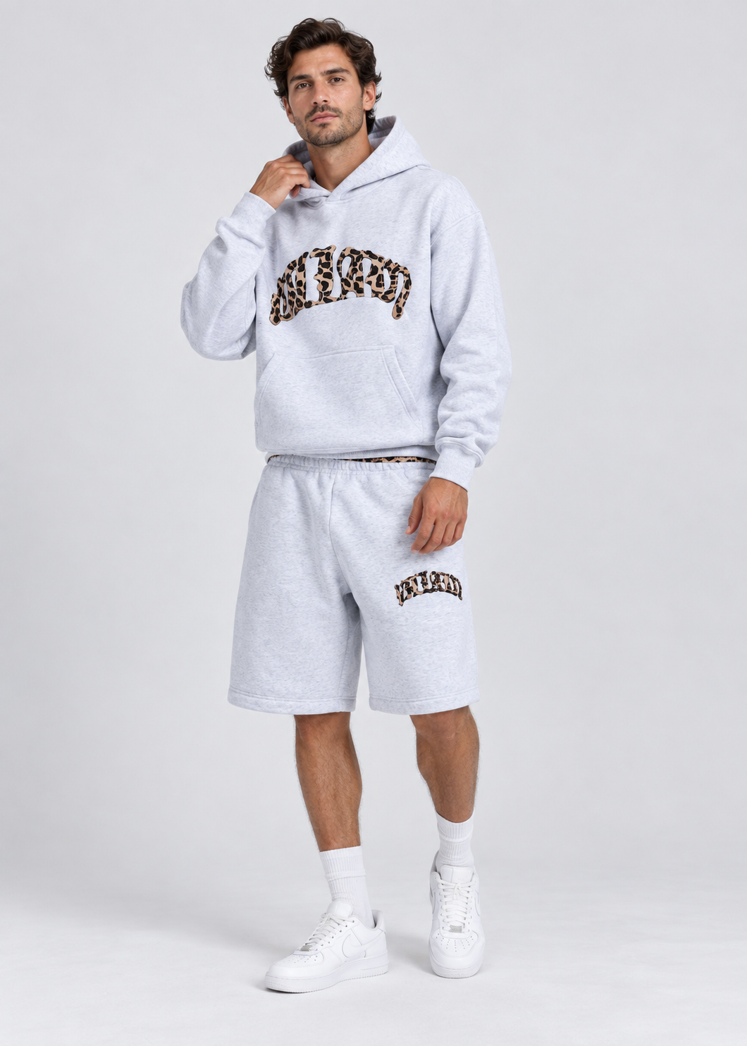 Unisex Tracksuit | Leopard Embroidered Hoodie | Casual Sweatpants Two Piece Set | Steven & Levon