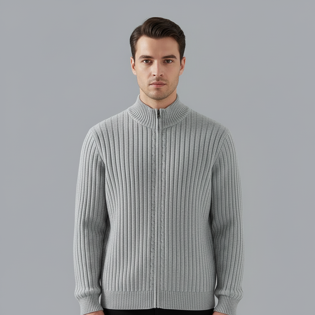 Lorenzo | Men's Black Zip-Up Cardigan