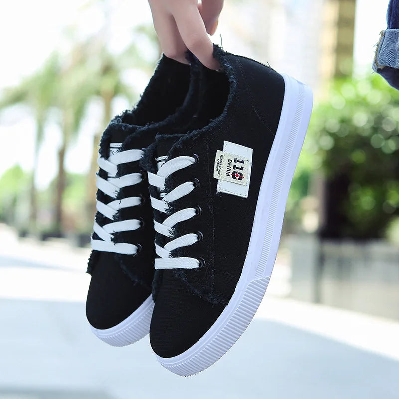 Women's Canvas Sneakers | Casual Lace-Up Shoes | Lightweight Fashion Trainers | Steven & Levon