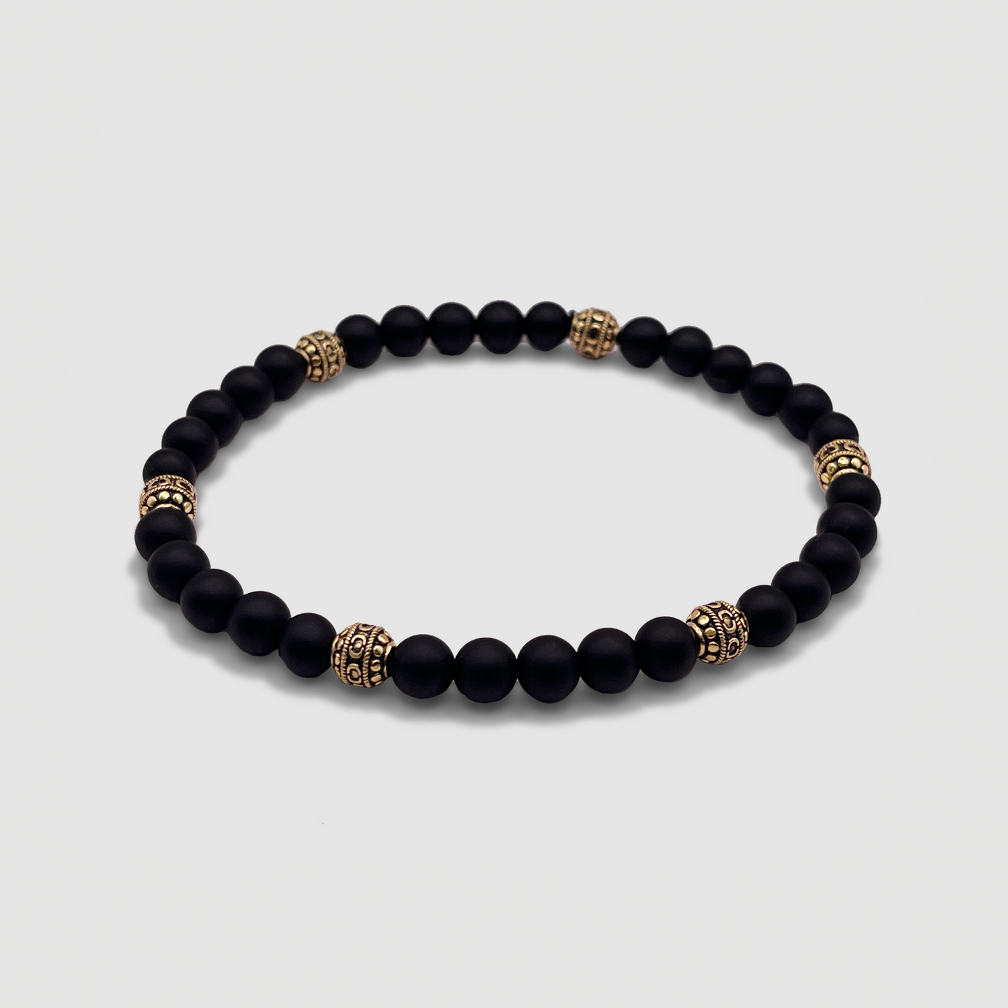 Matte Onyx Stone Bracelet | Men | Stainless Steel | Silver & Gold | Onyx Beads | Steven & Levon