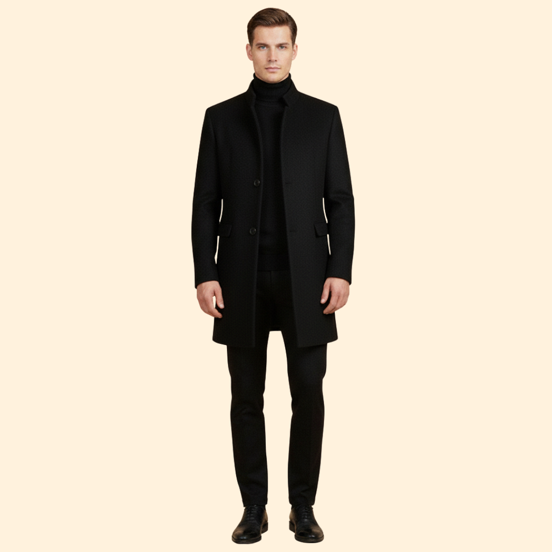 Men's Streamlined Fit Coat | Tailored Silhouette | Smart Casual Overcoat | Steven & Levon