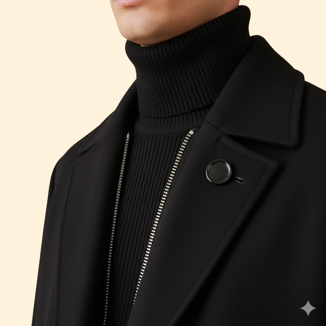 Men's Long Coat | Lapel Collar | Tailored Fit | Smart Casual Overcoat | Steven & Levon