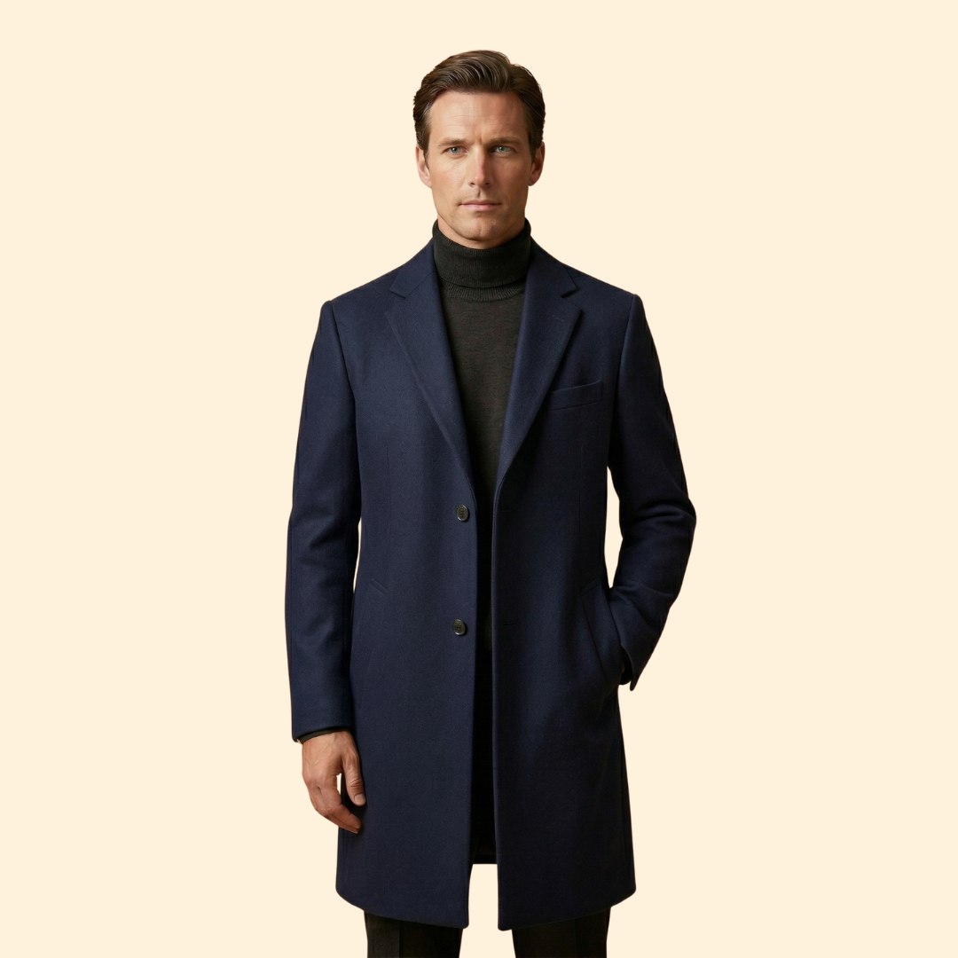 Men's Long Overcoat | Tailored Fit | Lapel Collar | Buttoned | Lined | Side Pockets | Steven & Levon