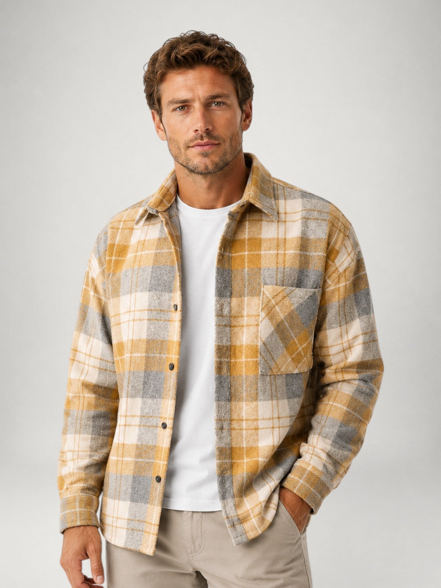 Men's Plaid Flannel Shirt | Long Sleeve | Button Up Overshirt | Brushed Cotton | Casual | Steven & Levon