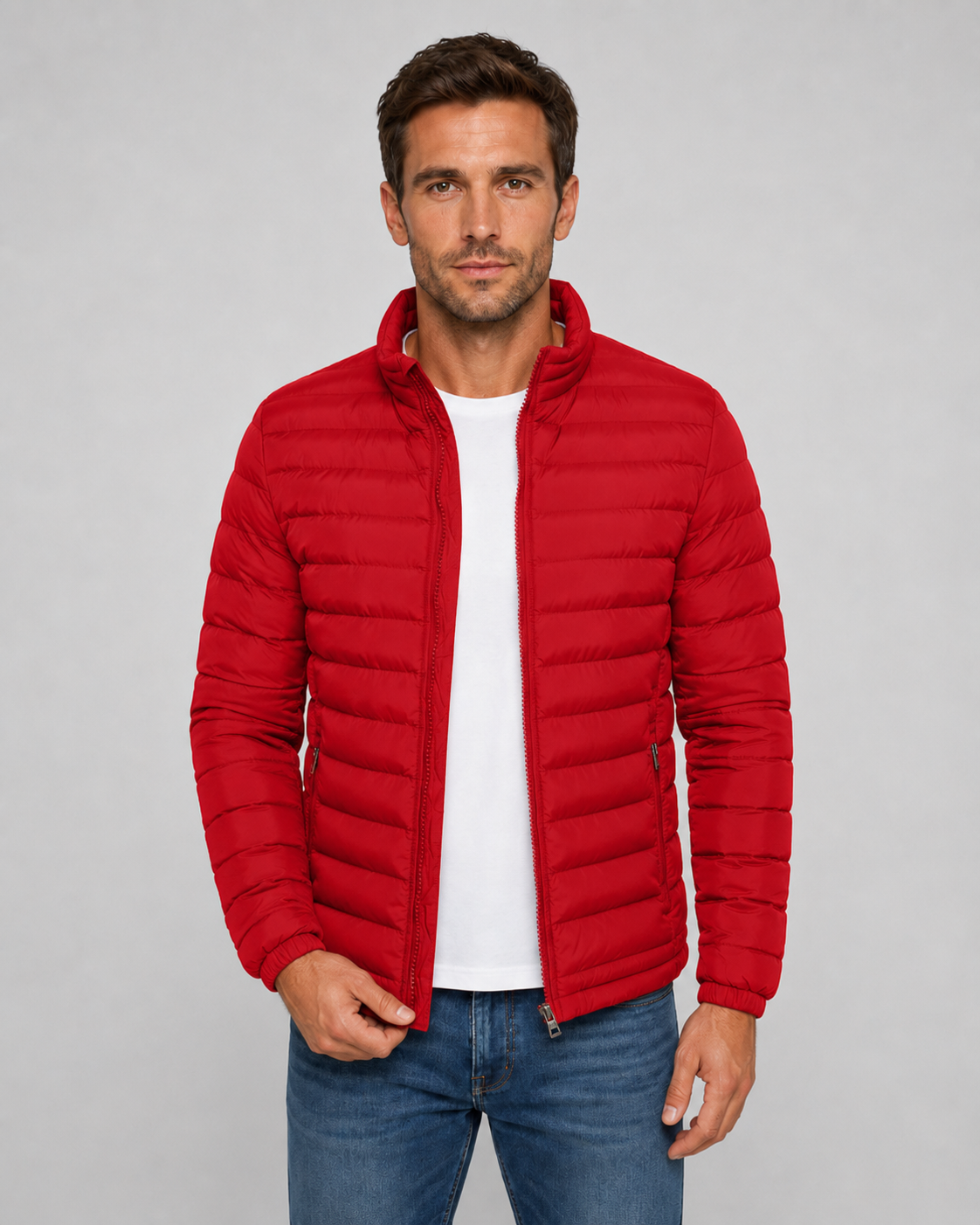 Men's Quilted Puffer Jacket | Stand Collar | Lightweight Insulated | Zip Front | Winter Outerwear | Steven & Levon