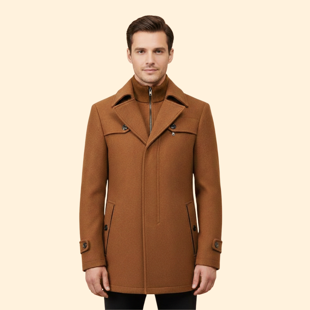 Men's Tailored Coat | Elegant Fit | Smart Formal Overcoat | Classic Style | Steven & Levon