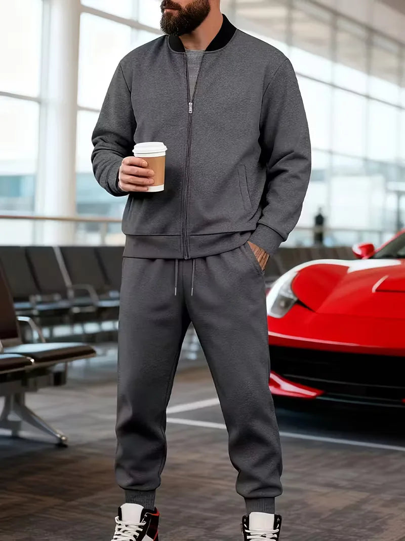 Men's Tracksuit | Zipped Jacket and Trousers | Casual Two Piece Sportswear Set | Steven & Levon