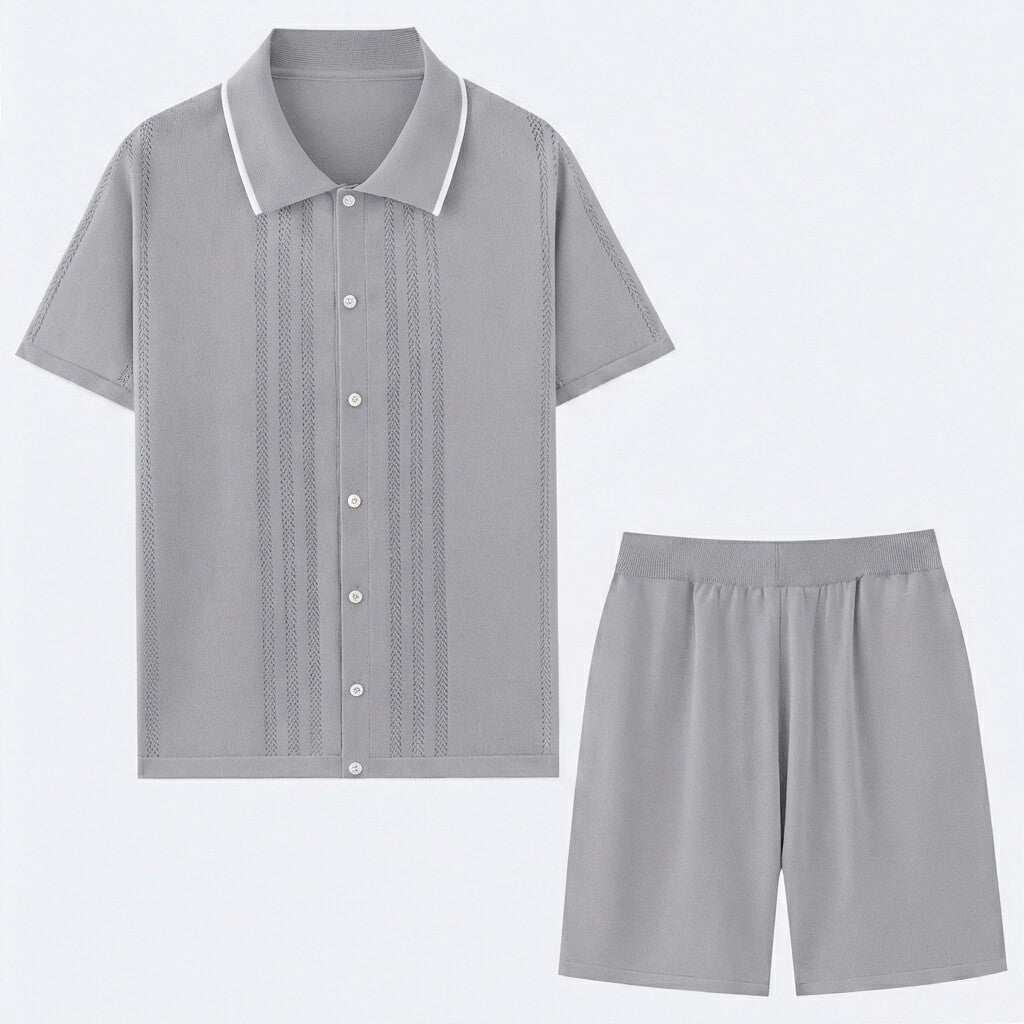 Men's Knit Two-Piece Summer Set | Men's Co-Ord | Textured Outfit | Steven & Levon