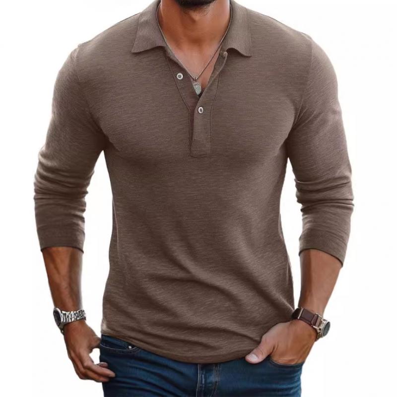 Men's Long Sleeve Polo Shirt | Slim Fit Polo Top | Men | Breathable Blend | Structured Collar Casual Smart Shirt | Steven & Levon