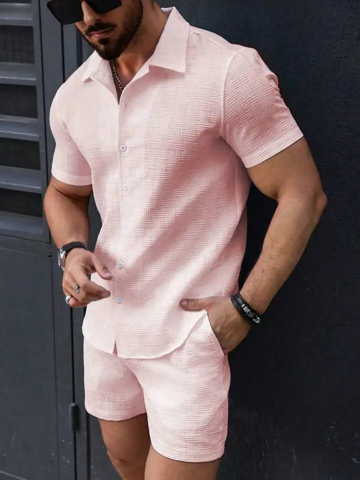 Men's Short Sleeve Shirt and Shorts Set | Co-Ord Set | Men | Lightweight Fabric Blend | Steven & Levon