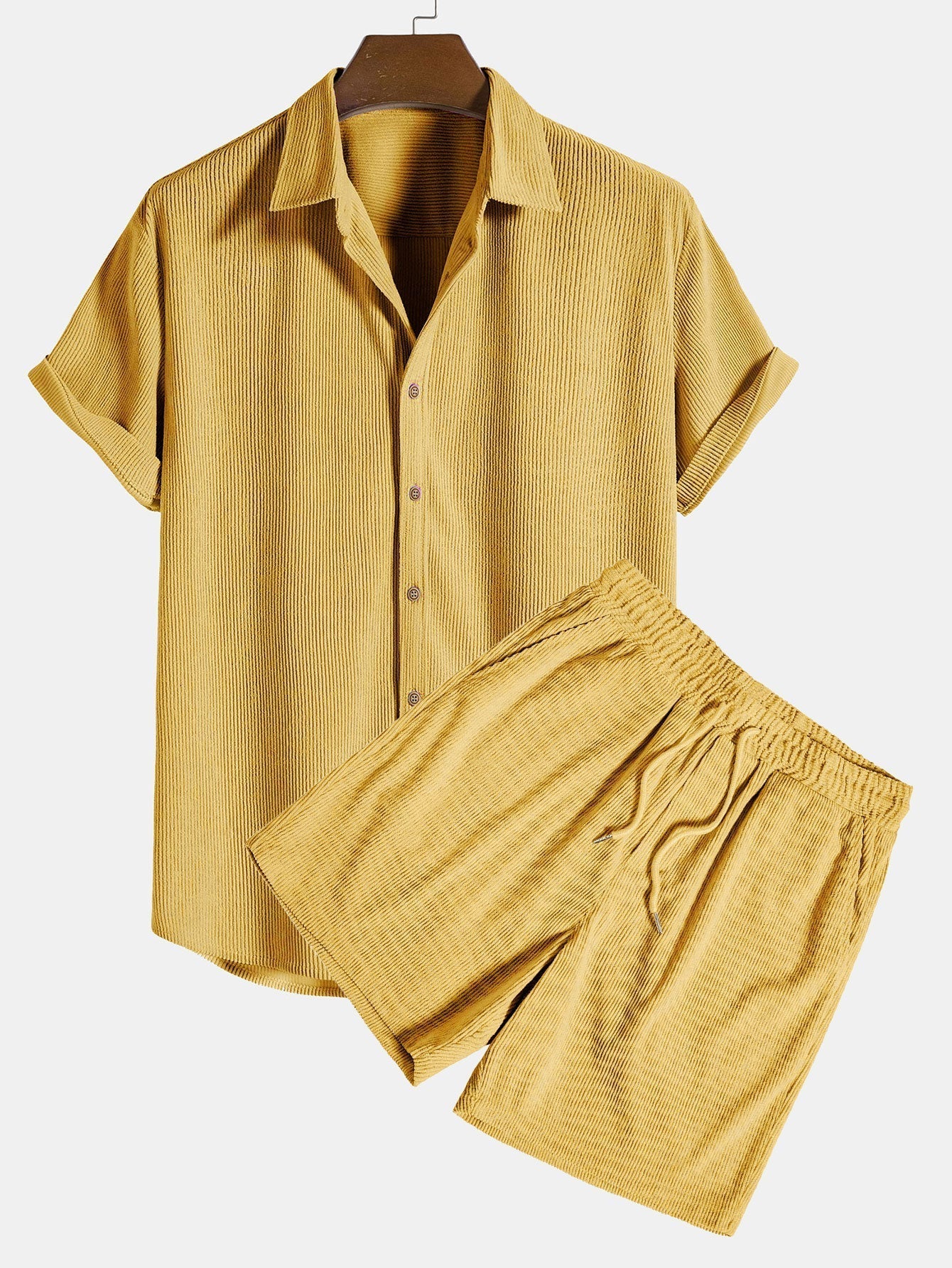 Men’s Summer Shirt & Shorts Set | Men | Lightweight Polyester | Casual Co-Ord Outfit | Breathable Holiday Wear | Steven & Levon