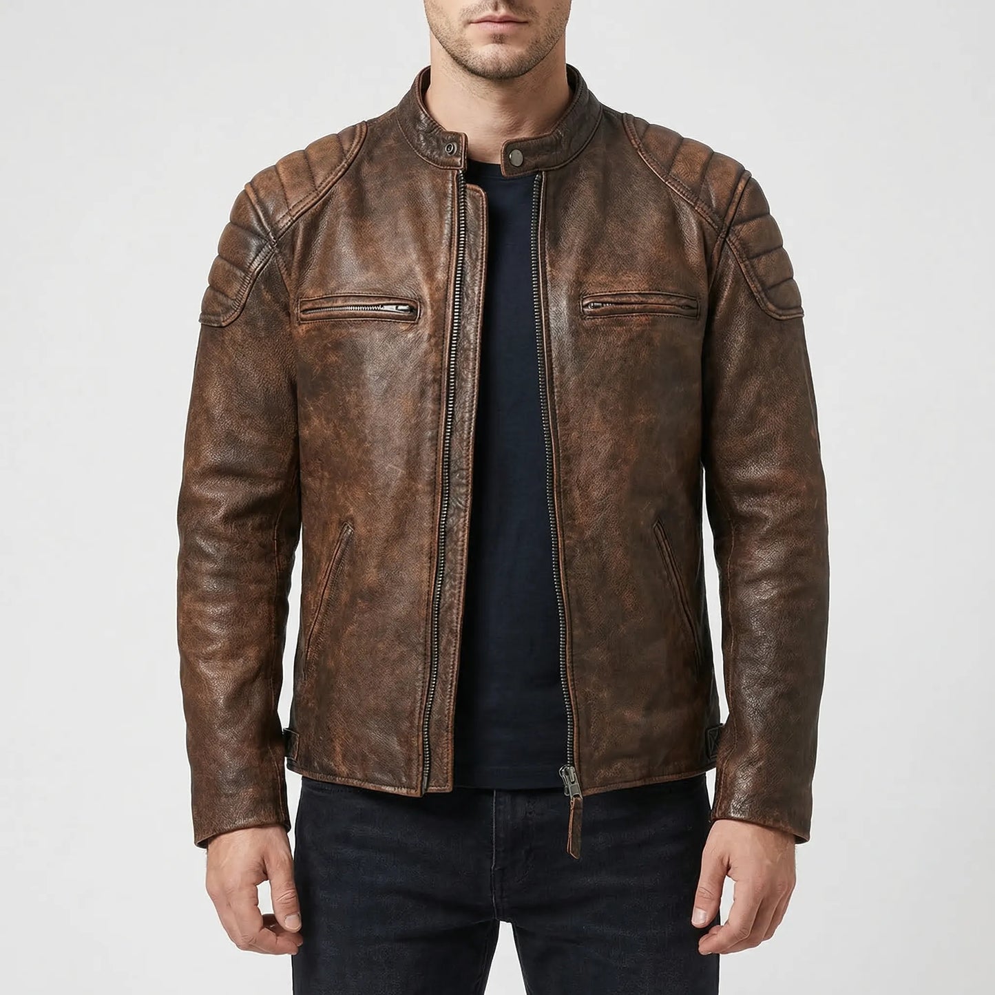 Motogrove - Slim Fit Vintage Biker Jacket Motorcycle Riding Wear