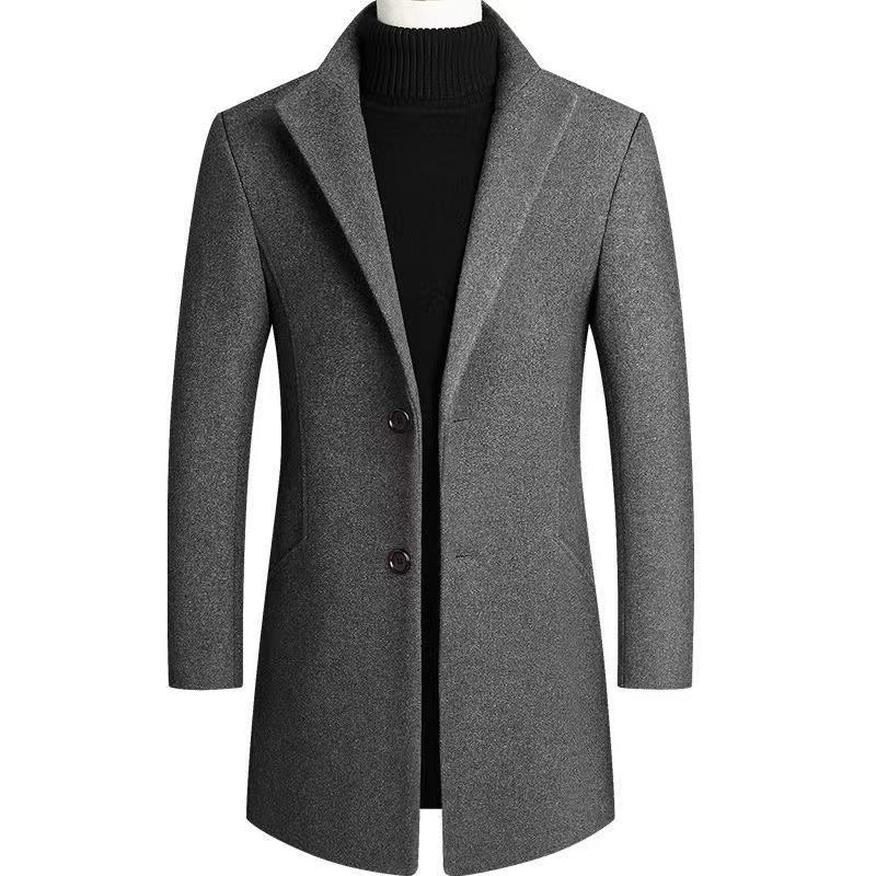 Men's Notch Lapel Overcoat | Two-Button Closure | Tailored Long Coat | Steven & Levon