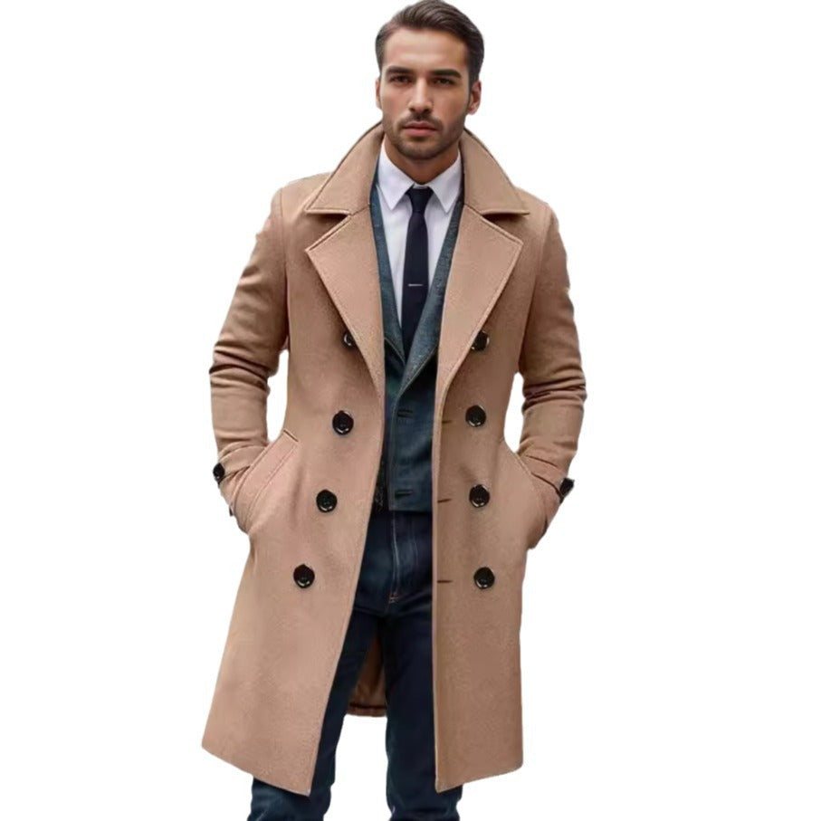 Men's Double-Breasted Overcoat | Notched Collar | Tailored Long Coat | Steven & Levon