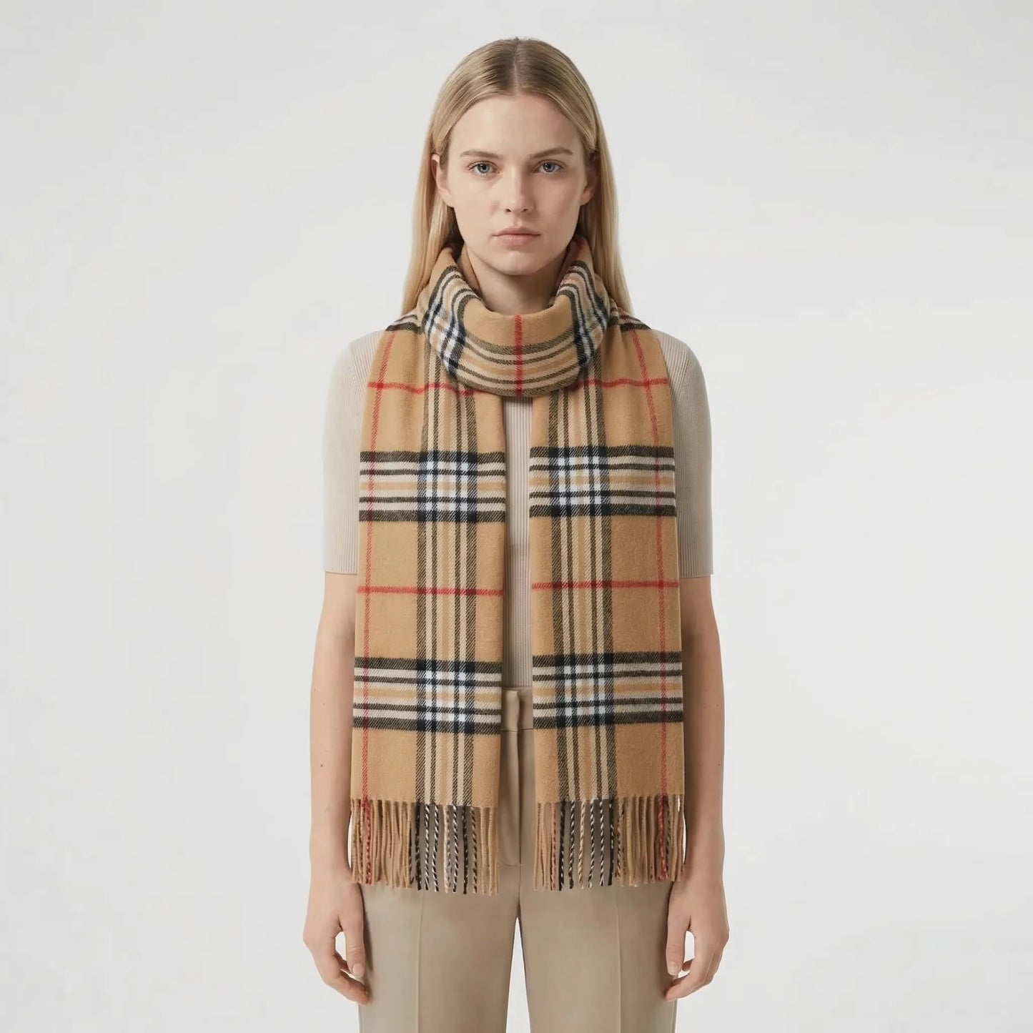 Plaidora - Classic Plaid Fringe Winter Scarf Winter Neck Warmth