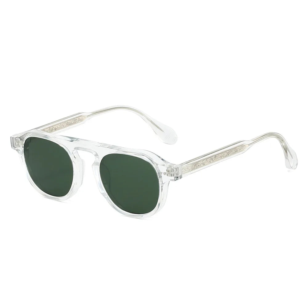 Round Acetate Sunglasses | Unisex | UV400 Polarized Style Eyewear | Rivet Detail Retro Frame | Steven & Levon