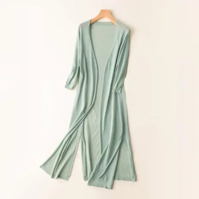 Longline Cardigan | Women | Lightweight Knit | Open Front Layering | Steven & Levon