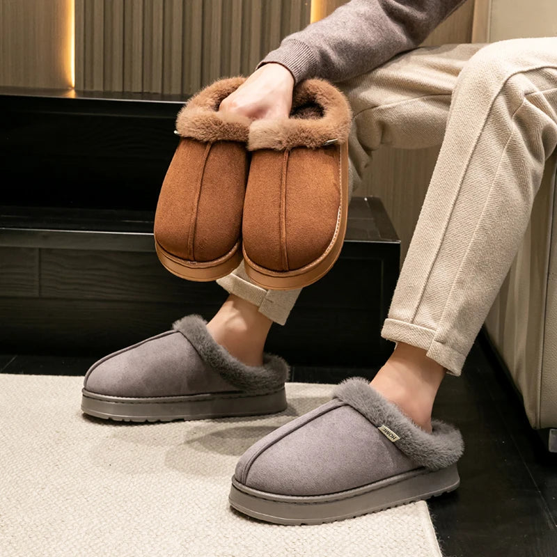 Men's Fluffy Slippers | Fur Lining | Thick Anti Slip EVA Sole | Indoor Shoes | Steven & Levon