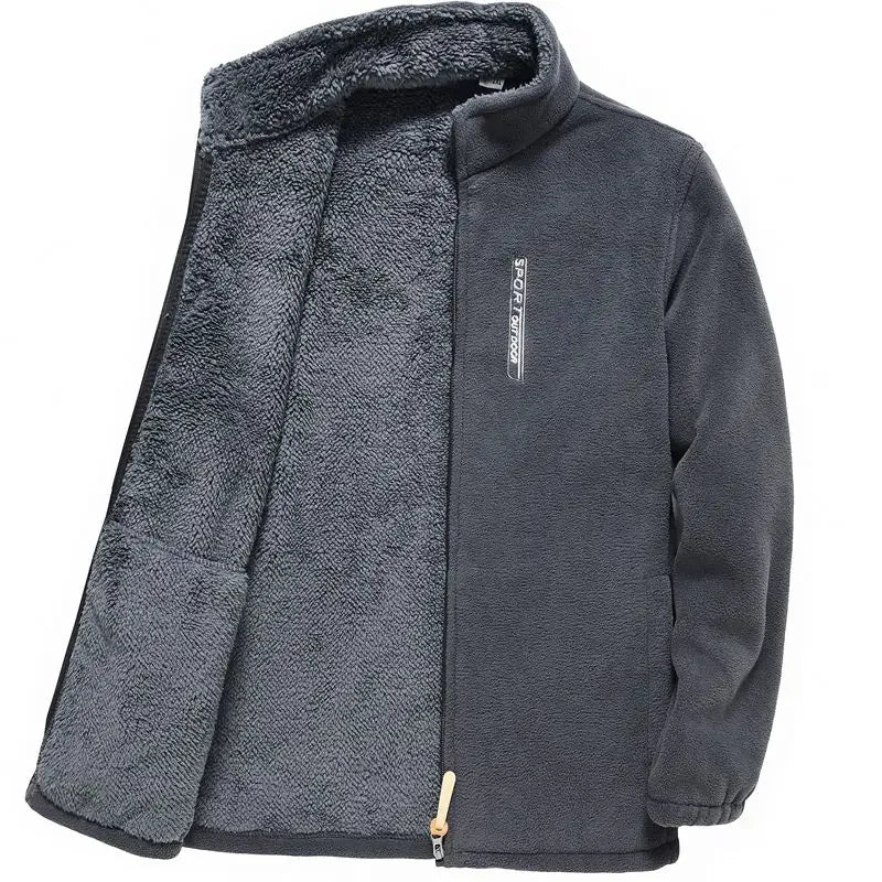 Men's Fleece Jacket | Stand Collar | Windproof Zip Front | Embroidery Detail | Steven & Levon