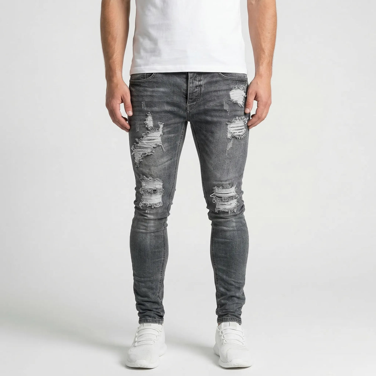 Skredge - Slim Fit Ripped Skinny Jeans Everyday Casual Wear