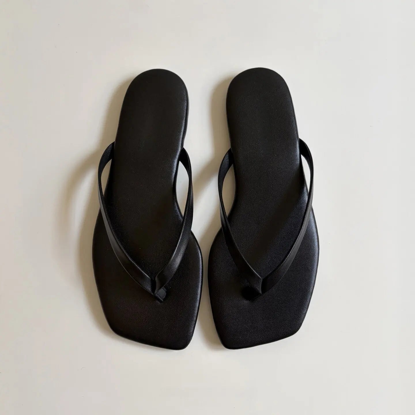Women's Square Toe Flip Flops | Flat Thong Sandals | Faux Leather | Minimalist Slip-On Summer Beach Slides | Steven & Levon