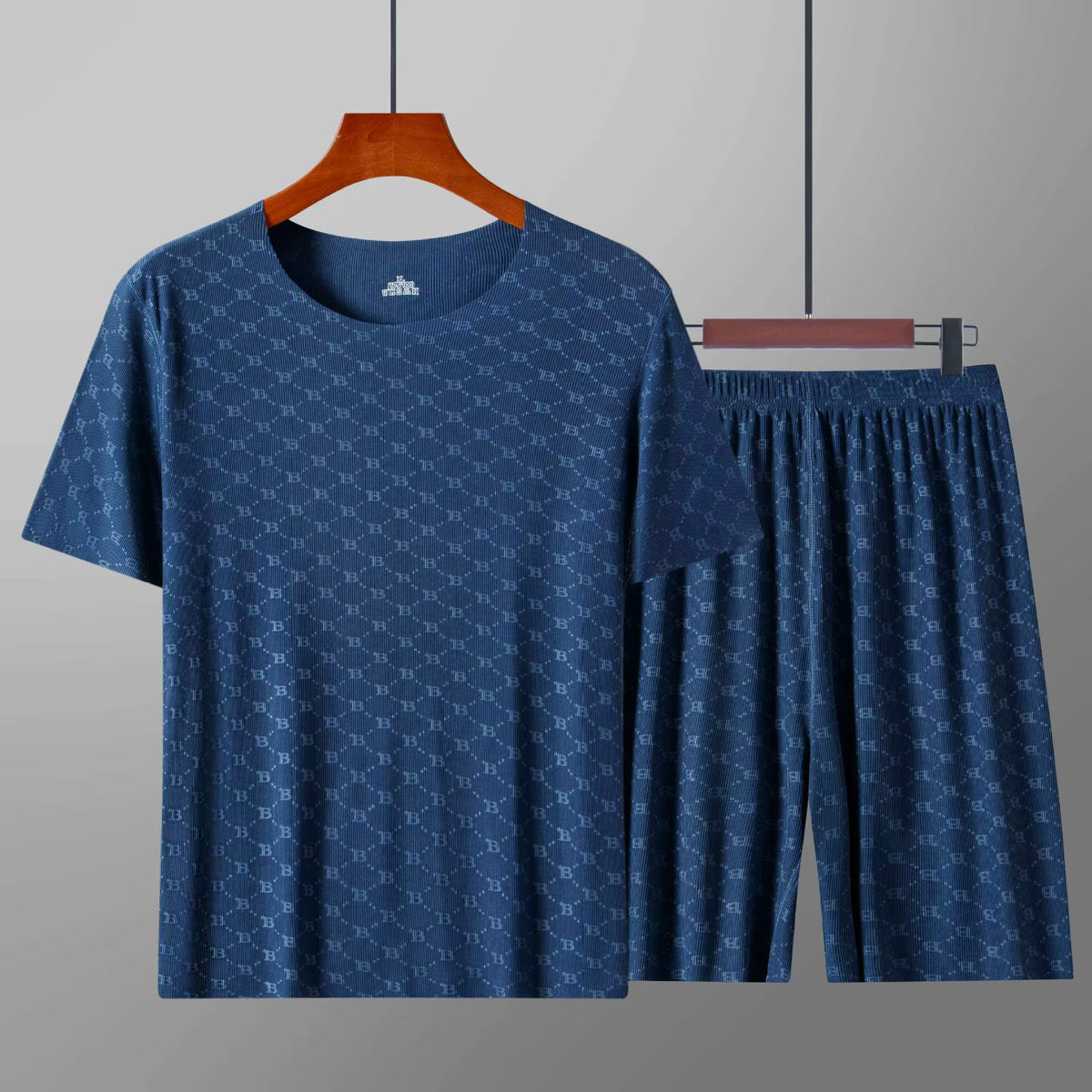 Printed Loungewear | Men's Pajama | Ice Silk | T-Shirt & Shorts | Summer | Steven & Levon