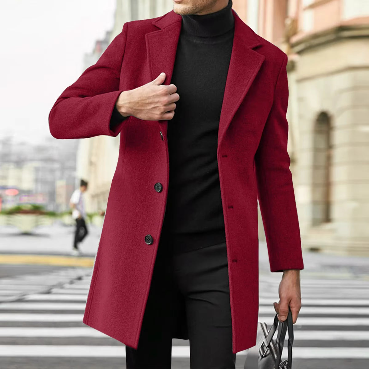 Warm Winter Coat | Wool Blend Casual Business Overcoat | Men Peacoat | Steven & Levon